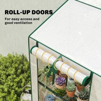 Outsunny Portable Mini Greenhouse Green House with 3 Tier Shelves, Reinforced PE Cover, Roll-up Doors, 56.3"x18.1"x59.4", White(m-6)