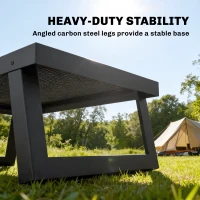 Outsunny Folding Campfire Grill, 22" x 12" Heavy Duty Carbon Steel Grill Grate with Folding Legs, Black(m-5)
