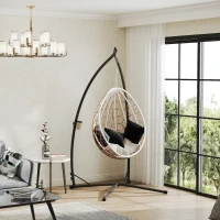 Outsunny Hammock Chair Stand, Heavy Duty Steel Hanging Chair Stand for Swing Chair, Egg Chair Stand with Cup Holder, Black(m-8)