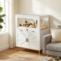 PawHut Hamster Cage with Storage Cabinet, Small Animal Cage with Pull Out Drawer and Acrylic Panels, 30" x 19.5" x 36"(m-10)