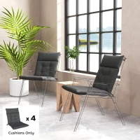 Outsunny Patio Chair Cushions Set of 4, Waterproof Non-Slip Lounge Chair Cushions, 44"x21", Dark Grey(m-8)