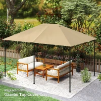 Outsunny 10' x 13' Gazebo Replacement Canopy Cover, Gazebo Roof Replacement (TOP COVER ONLY), Khaki(m-8)