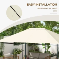 Outsunny 10' x 13' Gazebo Replacement Canopy Cover, Gazebo Roof Replacement (TOP COVER ONLY), Cream White(m-6)