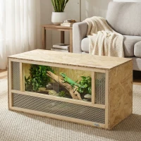 PawHut Wooden Reptile Terrarium with Sliding Door for Chameleon, Lizard, Snake, Frog, Turtle, 31.5" x 15.7" x 15.7"(m-8)