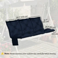 Outsunny Bench Cushion Water-Repellent Outdoor Furniture Pad Seater Swing Chair 59.1" x 39.4" Navy Blue(m-3)