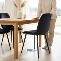 HOMCOM Dining Chairs Set of 4, Upholstered Dining Room Chairs with Steel Legs, Modern Kitchen Chair for Dining Room, Black(m-10)