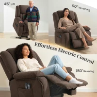 HOMCOM Overstuffed Power Lift Recliner Chair with Vibration Massage and Heat, Side Pockets, Pocket Spring, for Adults, Brown(m-5)