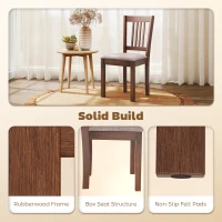 HOMCOM Dining Chairs Set of 2 Linen Upholstered Kitchen Chairs with Rubberwood Legs for Dining Room Living Room Walnut Taupe(m-5)