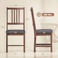 HOMCOM Set of 2 Dining Chairs, Upholstered Dining Room Chairs with Rubberwood Legs and Slat Backrest for Kitchen, Gray(m-3)