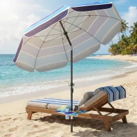 Outsunny Beach Umbrella Adjustable Tilt Sunshade with Foldable Table Cup Holder 78" Multicolor(m-8)