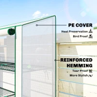 Outsunny Portable Mini Greenhouse Green House with 3 Tier Shelves, Reinforced PE Cover, Roll-up Doors, 56.3"x18.1"x59.4", White(m-4)