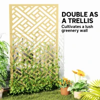 Outsunny Metal Outdoor Privacy Screen, Freestanding Outdoor Divider with Stand, 79" x 47", Gold(m-5)