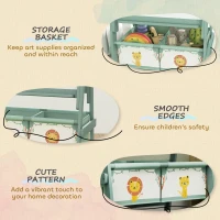 Qaba Art Easel for Kids, Double-Sided Whiteboard & Chalkboard with Paper Roll, 2 Storage Boxes, Gift for Boys, Girls, Green(m-5)