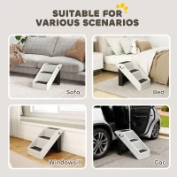 PawHut Dog Stairs for Small Dogs, 14.5" H Foldable Pet Ramp with 3 Non-Slip Steps for High Beds or Sofas(m-6)