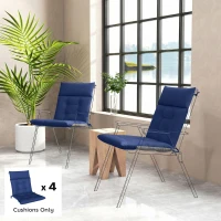 Outsunny Patio Chair Cushions Set of 4, Waterproof Non-Slip Lounge Chair Cushions, 44"x21", Navy Blue(m-8)