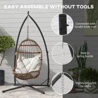Outsunny Hammock Chair Stand, Heavy Duty Steel Hanging Chair Stand for Swing Chair, Egg Chair Stand with Cup Holder, Black(m-9)