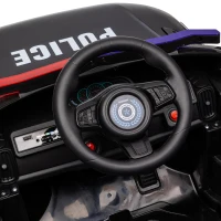Qaba 12V Kids Electric Police Car w/ Remote Control, Spring Suspension, Transport Wheel, Siren, Music, Light, Horn, Black(m-12)