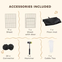 PawHut Small Animal Cage Waterproof Mat DIY Animal Playpen for Guinea Pigs Rabbits 12 Panels and Door Black(m-7)