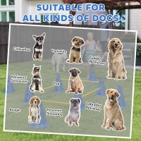 PawHut Dog Agility Hurdle Cone Set, Adjustable Obstacle Course Equipment with 8 Cones & 8 Poles, Carry Bag, Blue(m-9)