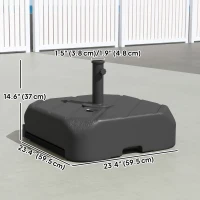 Outsunny Patio Umbrella Base with Wheels, Telescopic Handle, 158 lb Sand/99 lb Water Filled Outdoor Patio Umbrella Stand, Black(m-3)