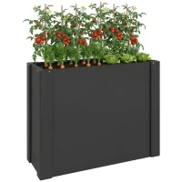 Outsunny Raised Garden Bed Galvanized Planter Box Outdoor with Gloves for Gardening Vegetables, Flower, Herb, 2.6 x 1 x 2 ft, Black(m-11)
