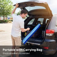 Outsunny Beach Umbrella Adjustable Tilt Sunshade with Foldable Table Cup Holder 78" Multicolor(m-10)