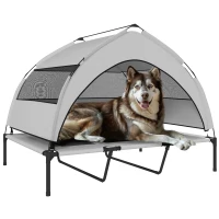 PawHut Elevated Dog Bed with Removable Canopy, Portable Outside Raised Pet Cot, Storage Bag, 48" x 36" x 37"(m-11)