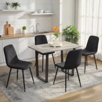 HOMCOM Dining Chairs Set of 4, Upholstered Dining Room Chairs with Steel Legs, Modern Kitchen Chair for Dining Room, Black(m-6)