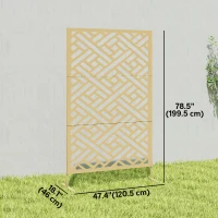 Outsunny Metal Outdoor Privacy Screen, Freestanding Outdoor Divider with Stand, 79" x 47", Gold(m-3)