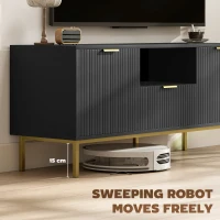 HOMCOM Modern TV Console for TVs up to 50 Inch, Entertainment Center with Smart RGB LED Lights and Soft Close Doors, Black(m-9)