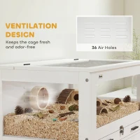 PawHut Hamster Cage with Storage Cabinet, Small Animal Cage with Pull Out Drawer and Acrylic Panels, 30" x 19.5" x 36"(m-5)