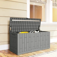 Outsunny 80 Gallon Resin Deck Box, Lockable Outdoor Storage Box, Splash-Resistant & UV Resistant Patio Storage Container(m-8)