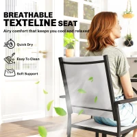 Outsunny 5 Piece Outdoor Patio Dining Set, Dining Table and 4 Stackable Chairs with Umbrella Hole, Shelf(m-5)