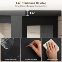 HOMCOM Farmhouse Console Table, 63" Narrow Entryway Table with Thickened Tabletop for Living Room, Hallway, Distressed Black(m-4)