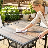 Outsunny 5 Piece Outdoor Patio Dining Set, Dining Table and 4 Stackable Chairs with Umbrella Hole, Shelf(m-9)