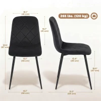 HOMCOM Dining Chairs Set of 4, Upholstered Dining Room Chairs with Steel Legs, Modern Kitchen Chair for Dining Room, Black(m-3)