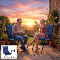 Outsunny Patio Chair Cushions Set of 4, Waterproof Non-Slip Lounge Chair Cushions, 44"x21", Navy Blue(m-9)