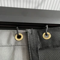 Outsunny 12' x 15' Hardtop Gazebo Canopy with Polycarbonate Roof, Aluminum Frame, Netting, Curtains and Ceiling Hook, Dark Grey(m-13)