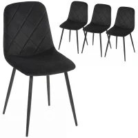 HOMCOM Dining Chairs Set of 4, Upholstered Dining Room Chairs with Steel Legs, Modern Kitchen Chair for Dining Room, Black(m-11)