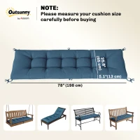 Outsunny Patio Lounge Chair Cushion, UV50+ Chaise Lounge Chair Cushion with Securing Straps for Patio, 78 x 25.6 inch, Blue(m-3)