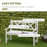 Outsunny 2-Seater Wooden Garden Bench, 4FT Outdoor Patio Loveseat with Unique X-Shape Back for Yard, Lawn, Porch, White(m-5)
