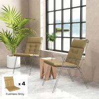 Outsunny Patio Chair Cushions Set of 4, Waterproof Non-Slip Lounge Chair Cushions, 44"x21", Khaki(m-8)