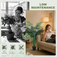 Outsunny 4FT Artificial Palm Tree Set of 2, Fake Tropical Tree with Lifelike Leaves, Faux Plant in Pot for Indoor Decoration, Green(m-5)