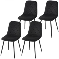 HOMCOM Dining Chairs Set of 4, Upholstered Dining Room Chairs with Steel Legs, Modern Kitchen Chair for Dining Room, Black(m-2)