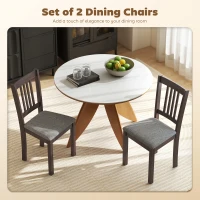 HOMCOM Dining Chairs Set of 2 Linen Upholstered Kitchen Chairs with Rubberwood Legs for Dining Room Living Room Espresso Gray(m-4)