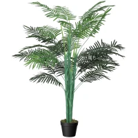 Outsunny 5FT Artificial Palm Tree, Fake Tropical Tree with Lifelike Leaves, Faux Plant in Pot for Indoor Decoration, Green(m-11)