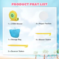 Qaba Inflatable Bounce House, 3-in-1 White Castle Bouncy House with Slide, Ball Pit and 370W Blower for Kids Ages 3-8, White(m-8)