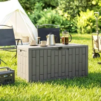 Outsunny 80 Gallon Resin Deck Box, Lockable Outdoor Storage Box, Splash-Resistant & UV Resistant Patio Storage Container(m-10)