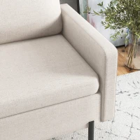HOMCOM Armchair, Fabric Accent Chair, Modern Living Room Chair with Metal Legs, 2 Side Pockets for Bedroom, Cream(m-9)