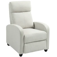 HOMCOM Fabric Recliner Chair Manual Home Theater Seating Single Reclining Sofa Chair with Padded Seat, Cream White(m-11)